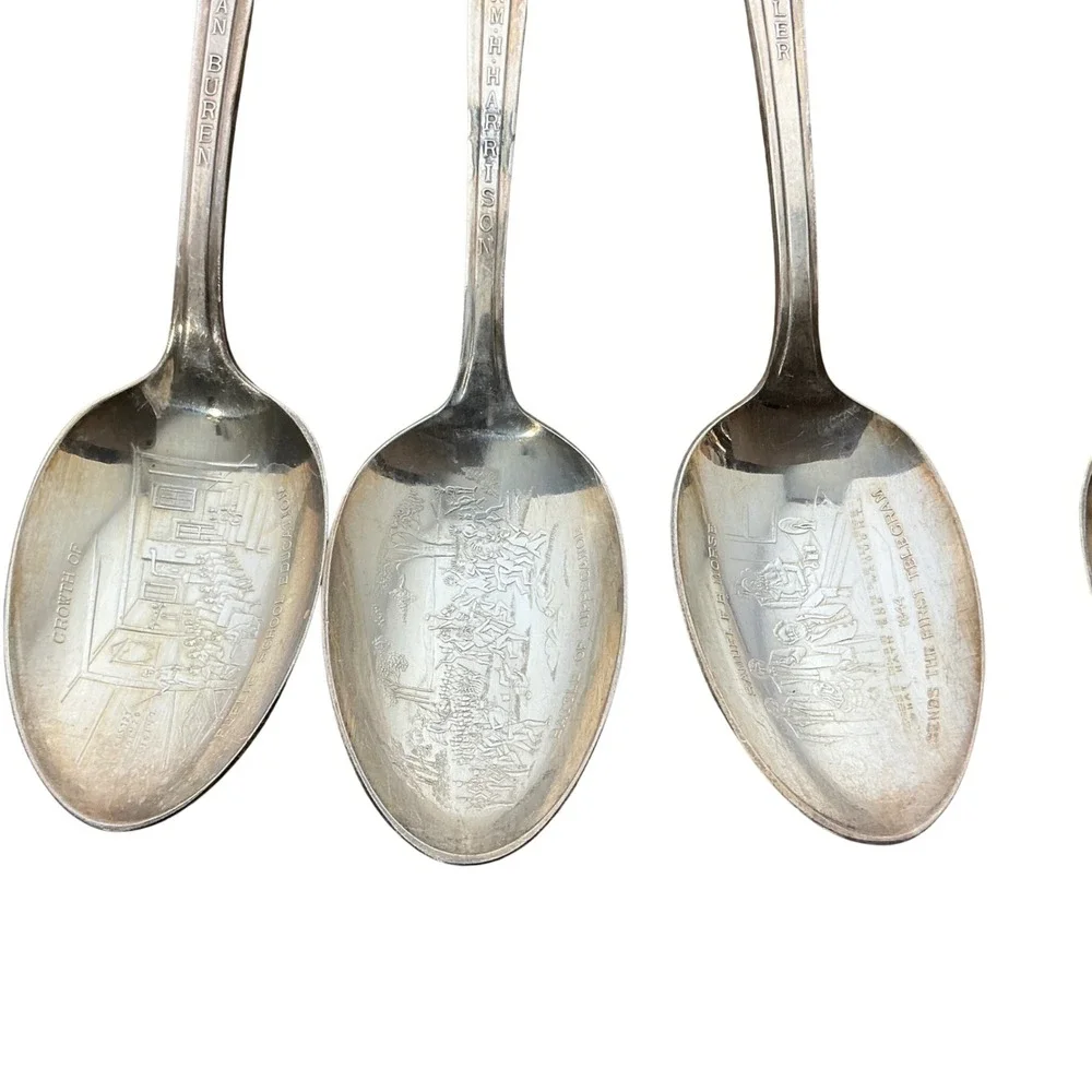 Vintage WM Rogers Presidential Spoon Series‎ Lot of 7 US History Silverplate